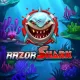 Bison Casino Razor Shark Slot mit Haifischlogo und Korallenriff